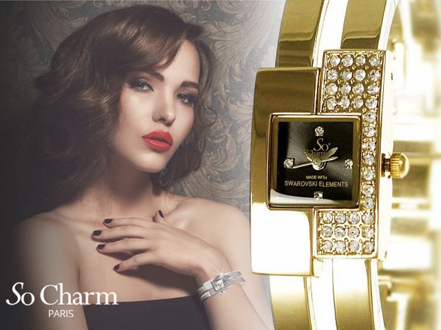 Charm Bracelet Watch with Swarovski Crystals by So Charm Paris
